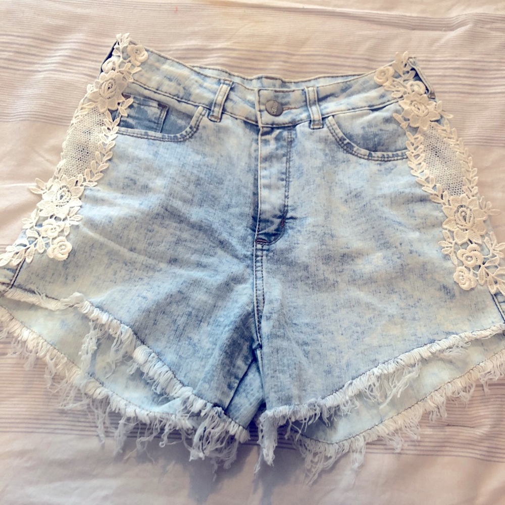 High waisted jean shorts